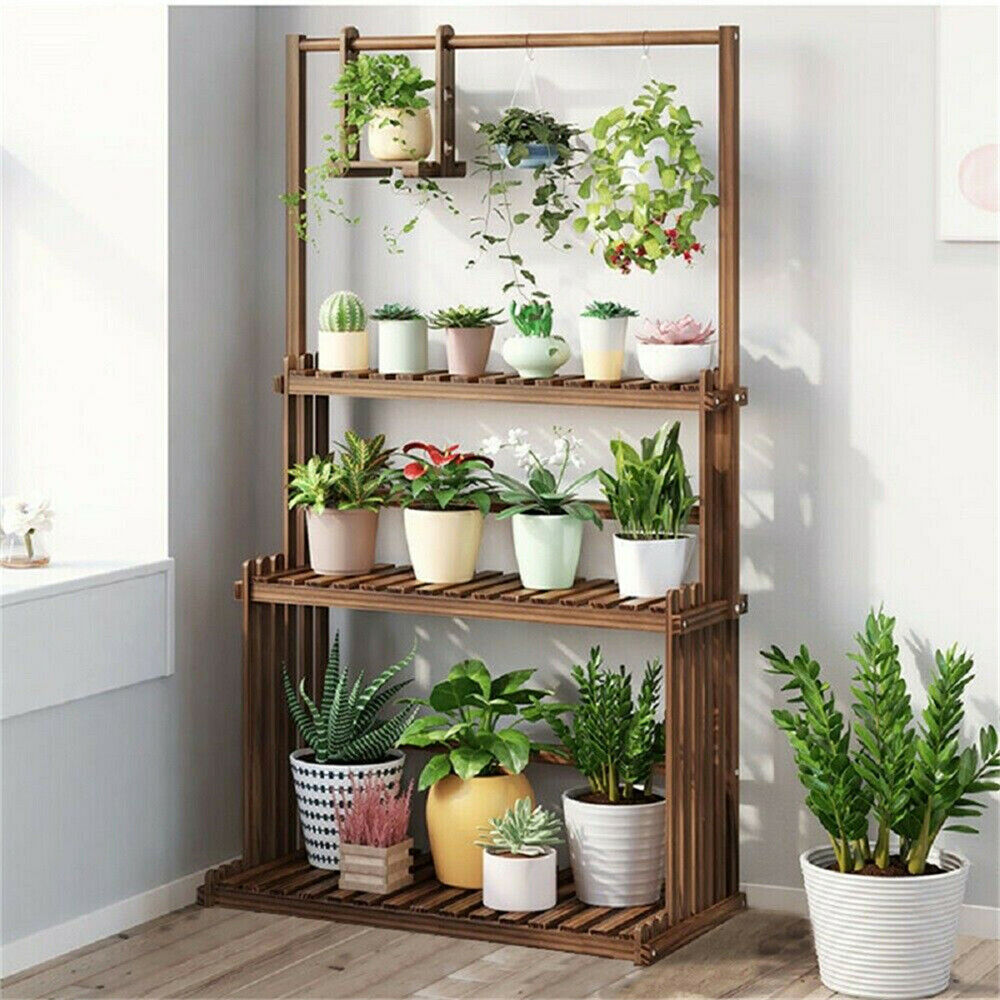 3 Tier Wooden Plant Home Decor