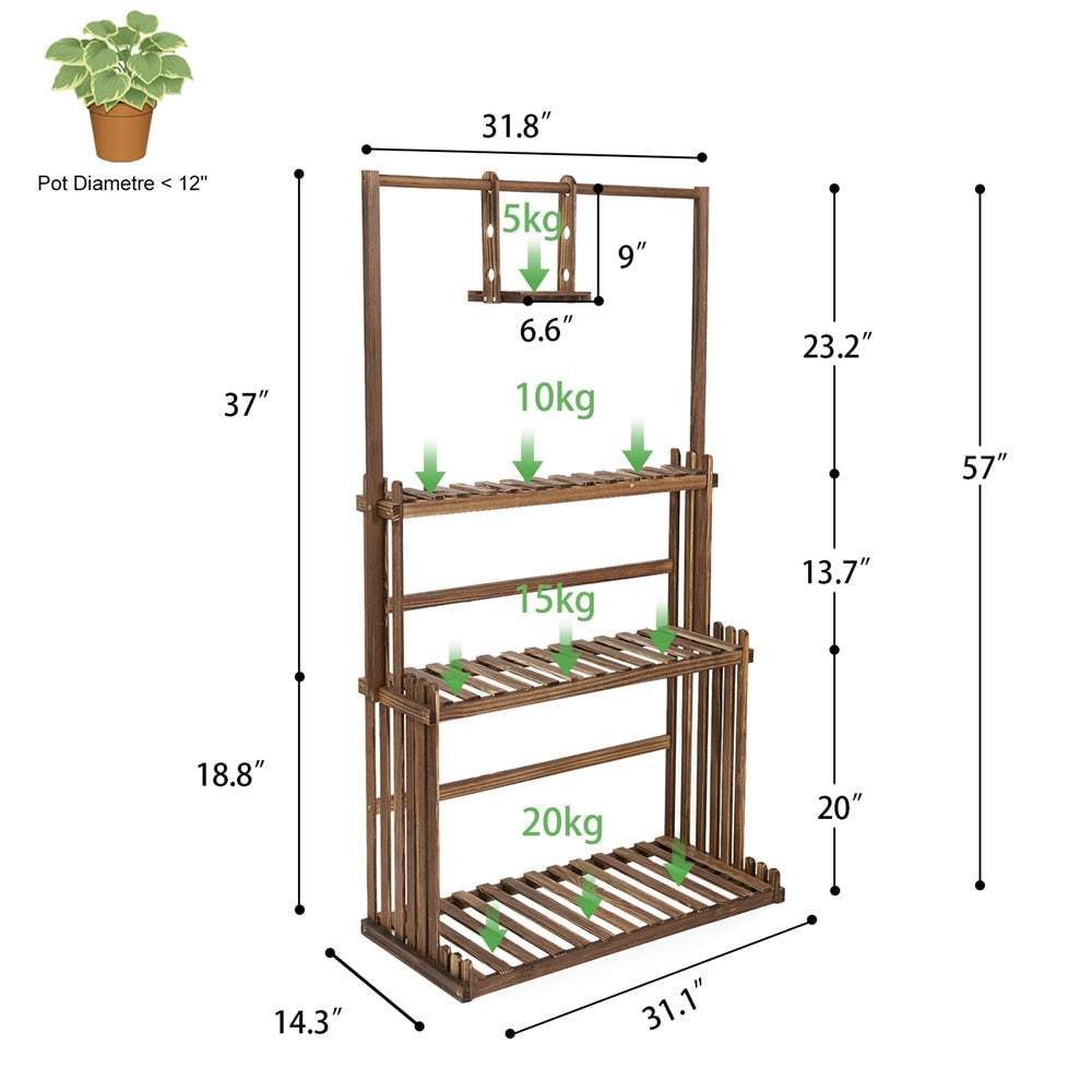 3 Tier Wooden Plant Home Decor