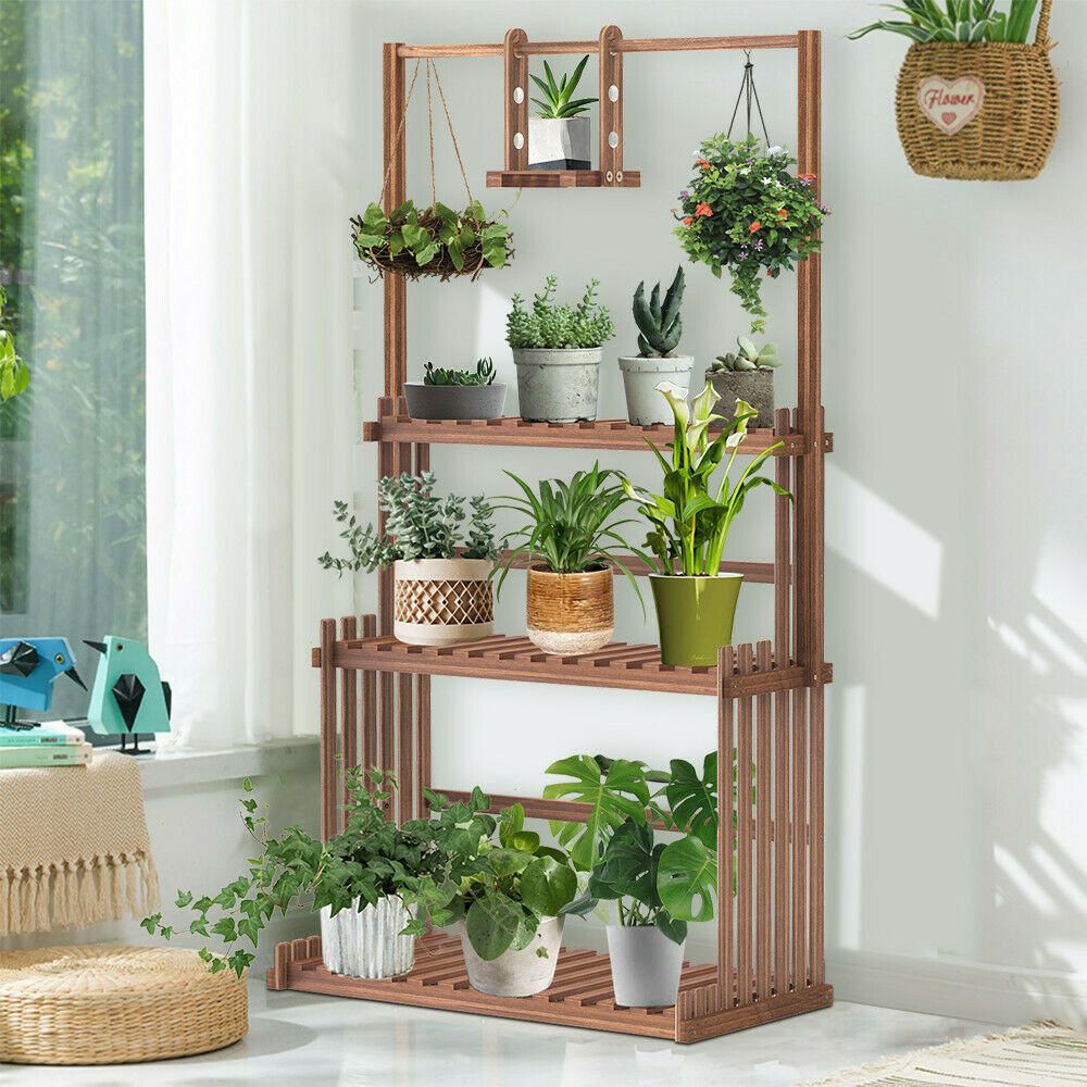 3 Tier Wooden Plant Home Decor